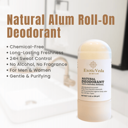 Natural Crystal Roll-On Deodorant – Aluminum-Free, Fragrance-Free, 80g