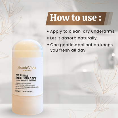 Natural Crystal Roll-On Deodorant – Aluminum-Free, Fragrance-Free, 80g