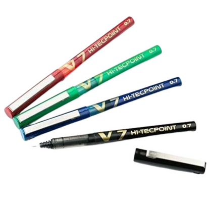 Pilot V7 Hi-Techpoint Rollerball Pens – 0.7mm Fine Tip, Liquid Ink (Pack of 4 Colors)  revaais  