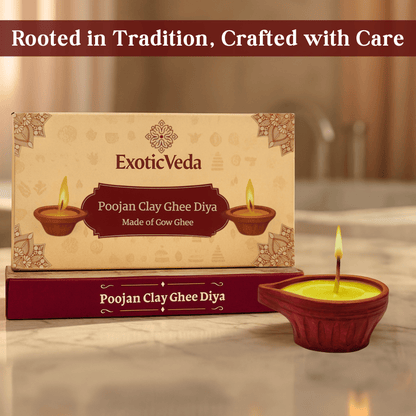 Handcrafted Poojan Clay Diya Set of 15 – Eco-Friendly Diyas with Premium Cow Ghee Wick | Ideal for Spiritual Rituals, Religious Ceremonies, Meditation