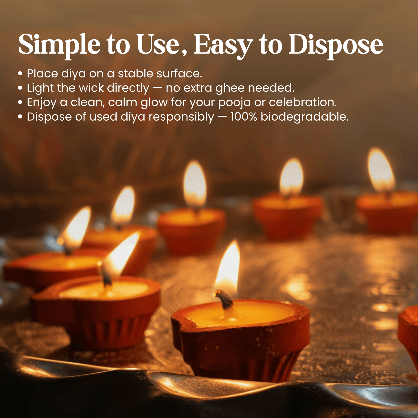 Handcrafted Poojan Clay Diya Set of 15 – Eco-Friendly Diyas with Premium Cow Ghee Wick | Ideal for Spiritual Rituals, Religious Ceremonies, Meditation