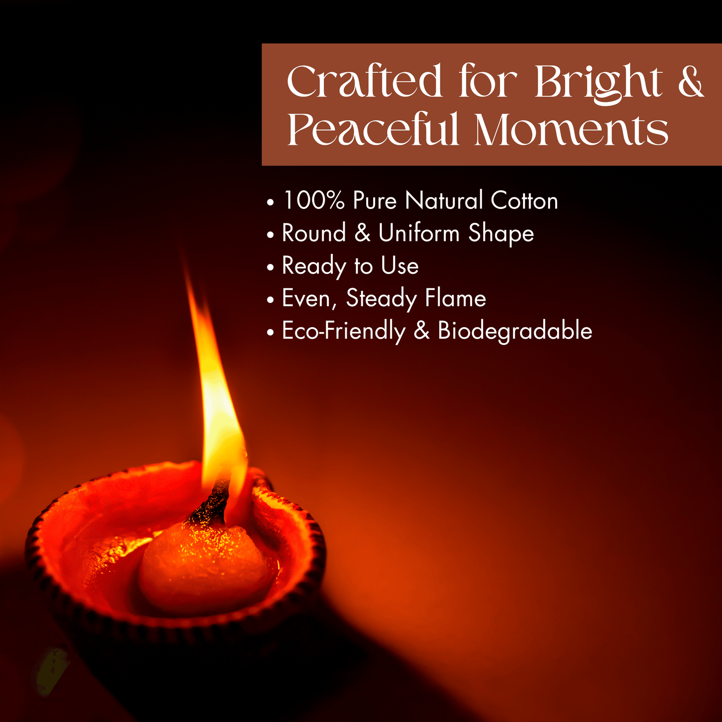 Premium Round Cotton Wick with Brass Wick Holder, Pack of 250 Round Cotton Wick for Pooja, Rituals, and Spiritual Use, Eco-Friendly, Durable, and Long-Lasting