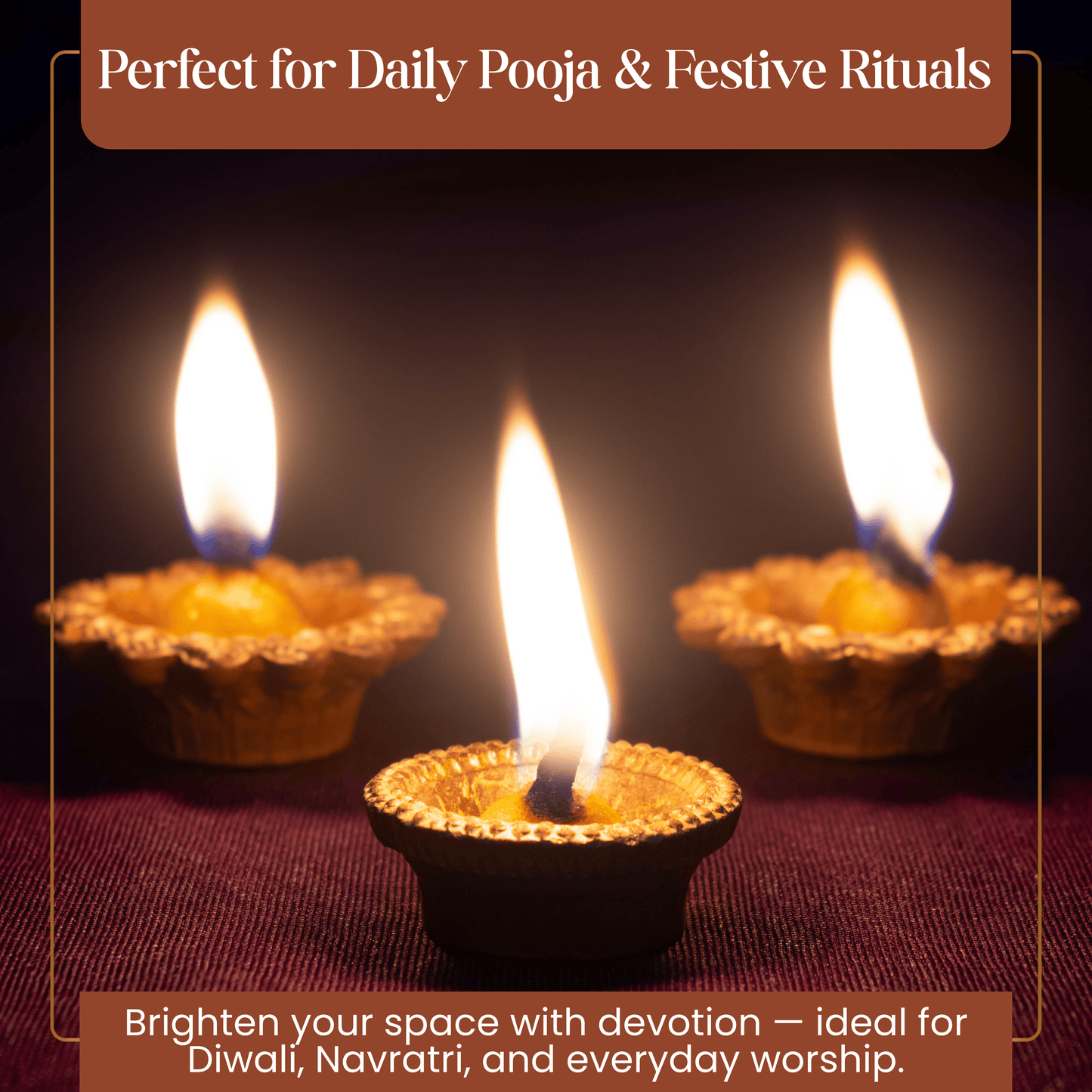 Round Cotton Wick with Brass Wick Holder - Traditional Brass Diya Wick Holder with Cotton Wick - Perfect Cotton Wick with Brass Holder for Oil Lamps & Diyas (Pack of 500)