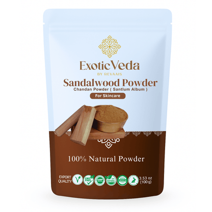Exotic Veda Pure, Organic Sandalwood Powder for Men & Women  100% Natural, Vegan ,Non-GMO (100g)