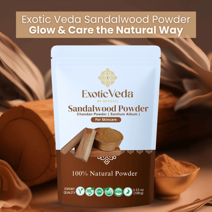 Exotic Veda Pure, Organic Sandalwood Powder for Men & Women  100% Natural, Vegan ,Non-GMO (100g)