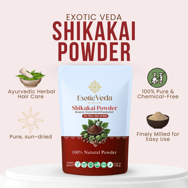 Organic Shikakai Powder by Exotic Veda – 100% Natural Hair Care,Vegan  , Prevents Graying, Fights Dandruff, Adds Shine, 15ml