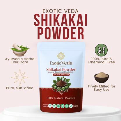 Organic Shikakai Powder by Exotic Veda – 100% Natural Hair Care,Vegan  , Prevents Graying, Fights Dandruff, Adds Shine, 15ml