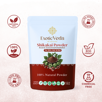 Organic Shikakai Powder by Exotic Veda – 100% Natural Hair Care,Vegan  , Prevents Graying, Fights Dandruff, Adds Shine, 15ml