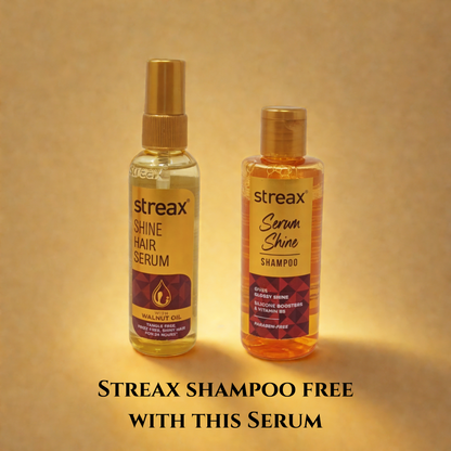 Streax Hair Serum with Walnut Oil for Frizz-Free, Satin-Smooth Hair (115 ML) + Free Shine Hair Shampoo