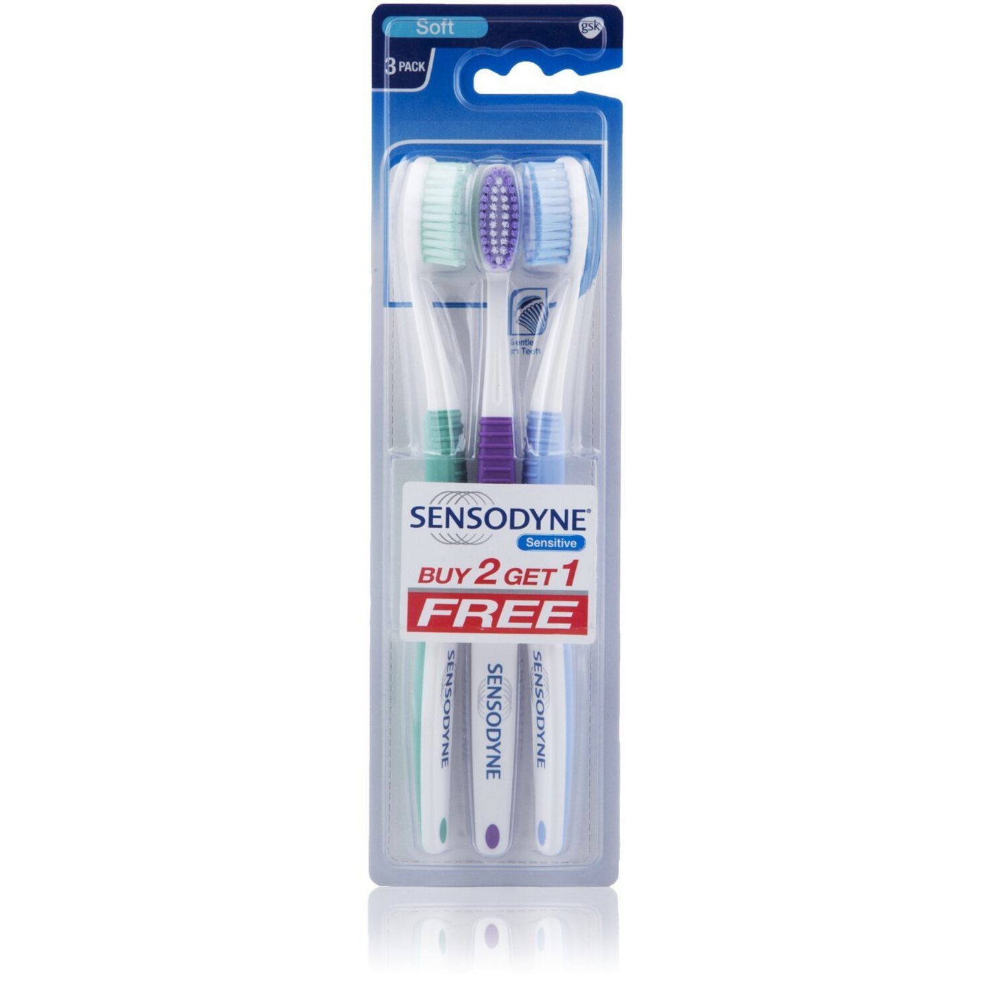 Sensodyne Sensitive Toothbrush Soft – For Sensitive Teeth | 3 Count (Pack of 2) | Gentle Cleaning & Gum Care