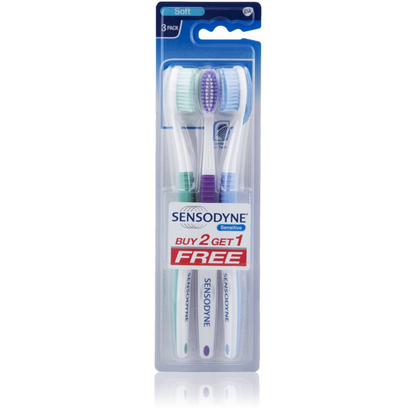 Sensodyne Sensitive Toothbrush Soft – For Sensitive Teeth | 3 Count (Pack of 2) | Gentle Cleaning & Gum Care