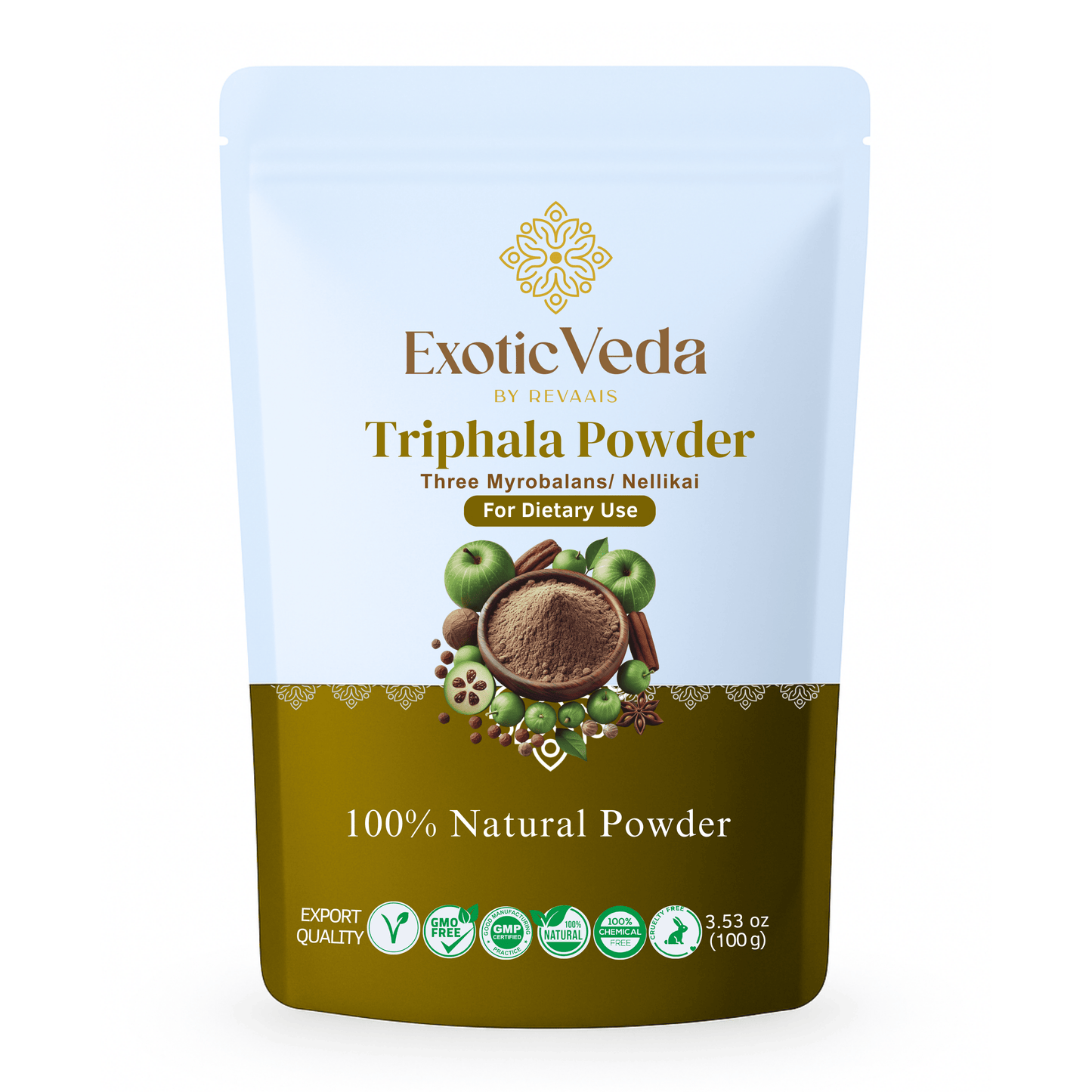 100% Organic Triphala Powder | 100% natural |Gluten-Free | Aids in Digestion | Non GMO 100% Vegan (100g)