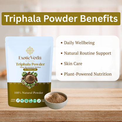100% Organic Triphala Powder | 100% natural |Gluten-Free | Aids in Digestion | Non GMO 100% Vegan (100g)