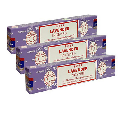 Satya Lavender Agarbatti Pack of 3 Incense Sticks Boxes, 15 GMS Each