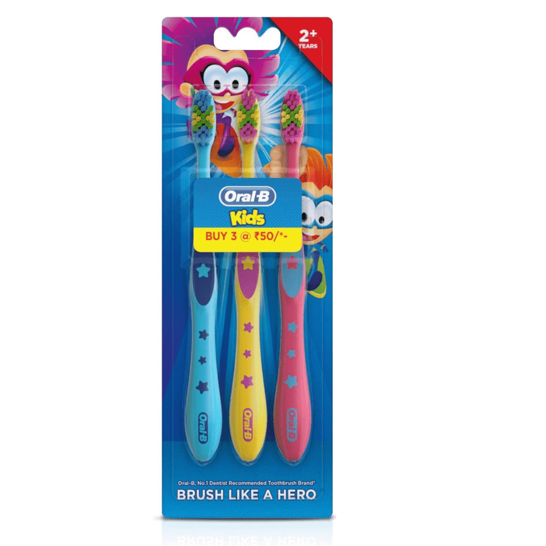 Oral-B Kids Toothbrush Extra Soft Bristles Pack of 3 – Gentle Brushing for Kids' Teeth - revaais