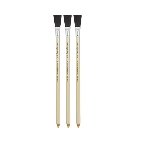 Perfection Eraser Pencil with Brush (3-Pack) - Faber-Castell | Precision Erasing for Artists & Students