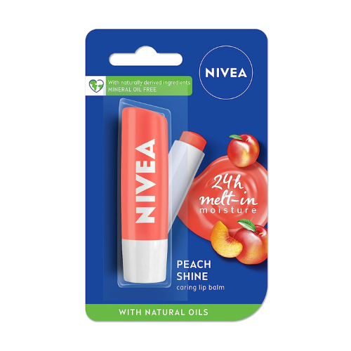 Nivea Lip Balm - Fruity Shine Peach, 4g - Moisturizing and Shiny Finish