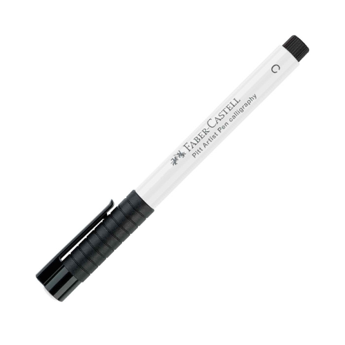 Faber-Castell Art & Graphic Pitt Artist Pen Calligraphy – White Ink, Medium Point | Perfect for Bold Lettering & Creative Design