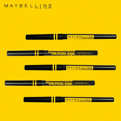 Maybelline New York The Colossal Kajal - Super Black (2X Blacker) Waterproof Pencil, 16 Hours Intense Color