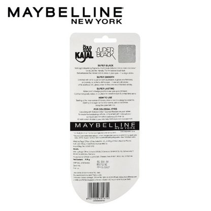 Maybelline New York The Colossal Kajal - Super Black (2X Blacker) Waterproof Pencil, 16 Hours Intense Color