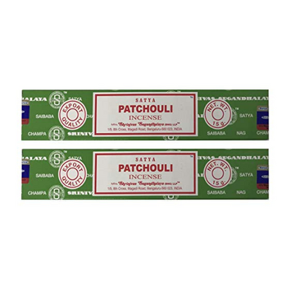 Satya Nag Champa Incense Sticks – Patchouli Scent, Pack of 2 (15g Each) | Hand-Rolled with Natural Herbal Extracts for Soothing Aromatherapy