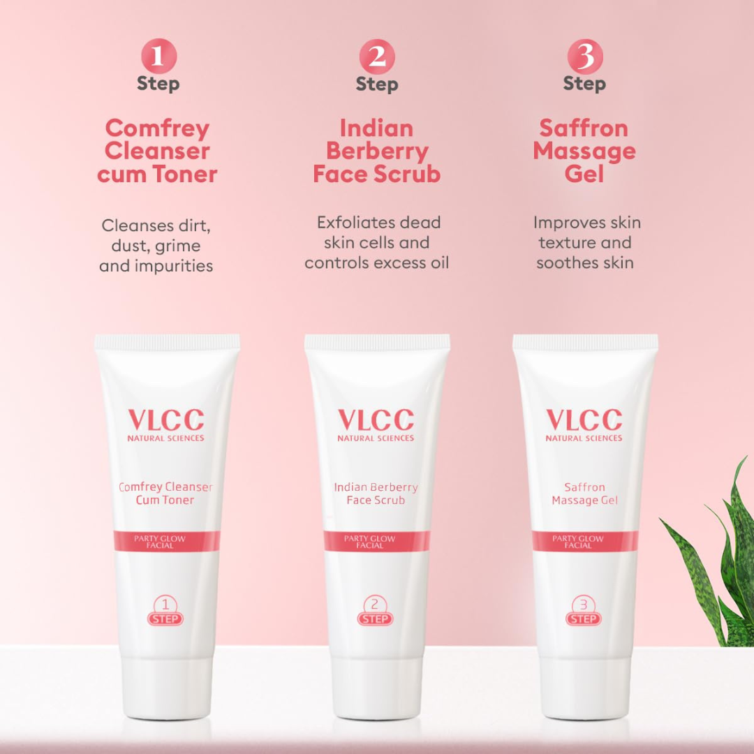 VLCC Party Glow Facial Kit – Single Use | Salon-Like Radiance in 6 Easy Steps