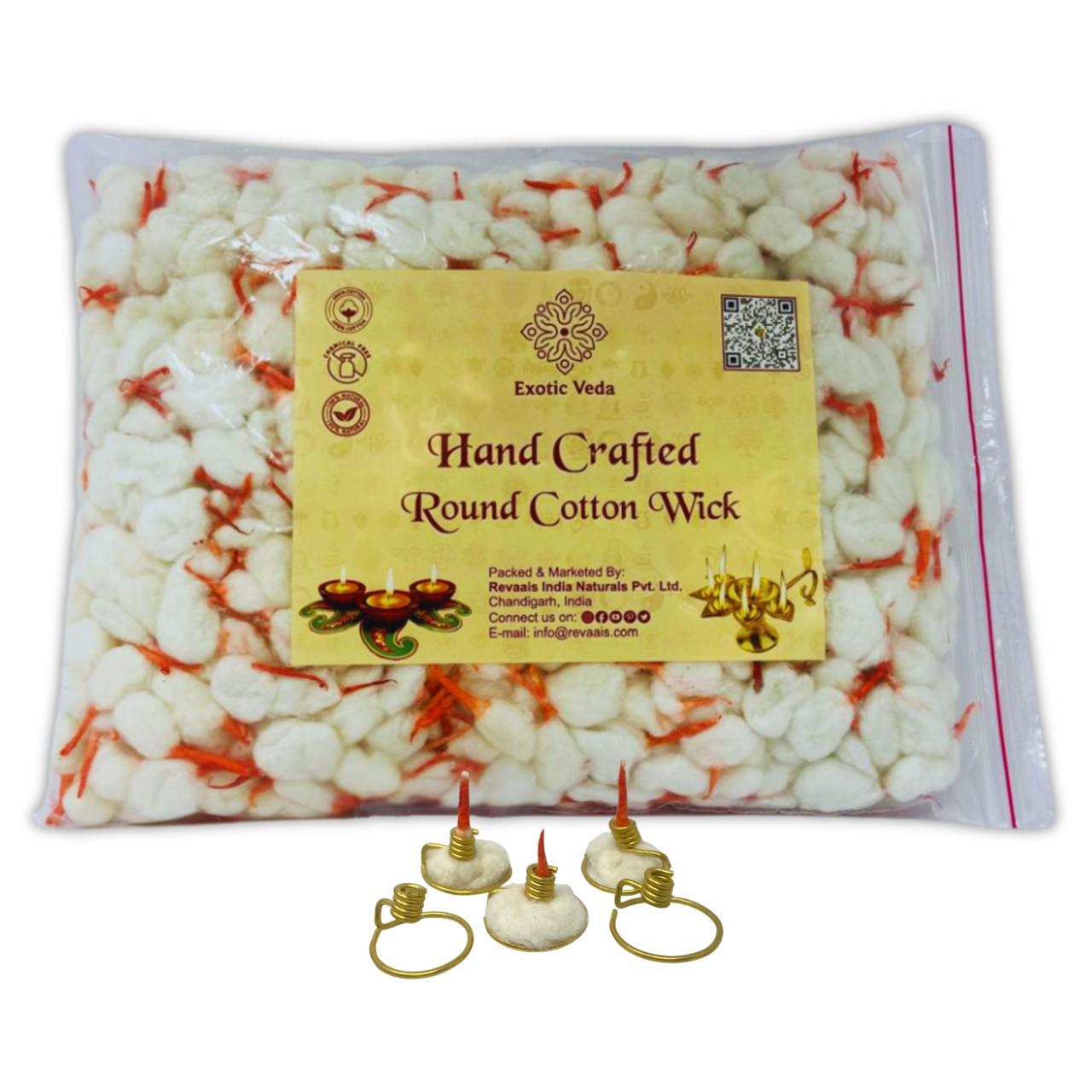 Round Cotton Wick with brass holder pack of 250 wicks