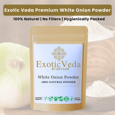 Exotic Veda White Onion Powder 100g (3.53 oz) – Pure Dehydrated Onion Powder for Cooking & Seasoning