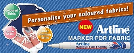 Artline White Permanent Fabric Markers Pen for Clothing – Pack of 2 | Bold, Long-Lasting Markings for Custom Designs