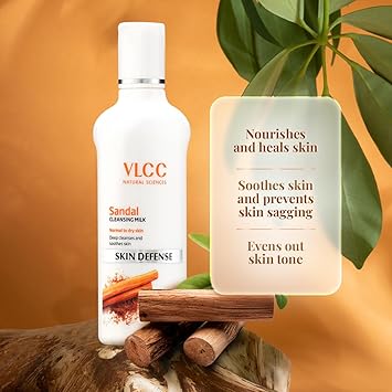 VLCC Sandal Cleansing Milk - 100ml | Deep Cleanses and Soothes Skin | Hydrates and Softens the Skin | With Sandal, Ashwagandha, Fenugreek, Indian ...