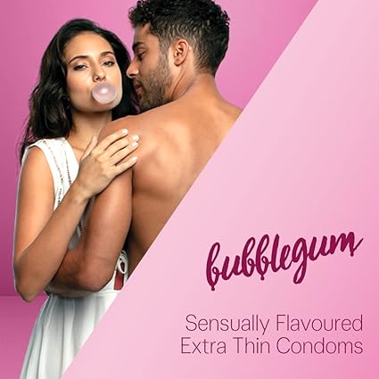 Durex Extra Thin Flavoured Condoms, 10s, Pack of 3 (Bubblegum + Chocolate + Strawberry)