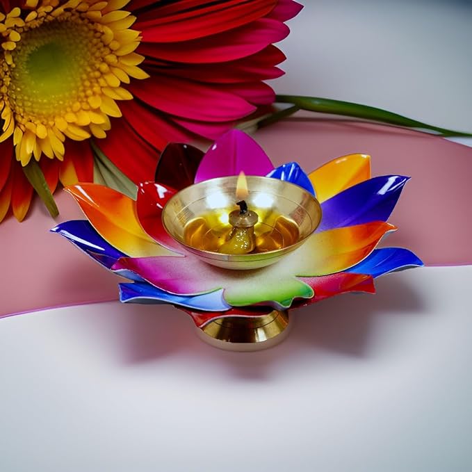 Brass Diwali Diya Akhand – Decorative Lotus Shaped Oil Lamp