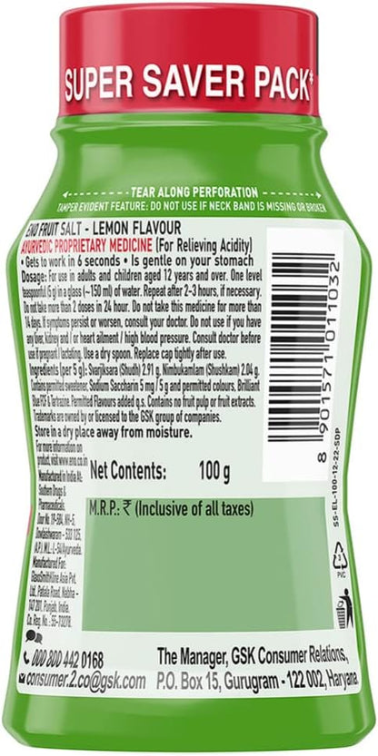 Eno Lime 3.5 Ounces (100g) – Fast-Acting Antacid for Quick Relief from Acidity & Heartburn