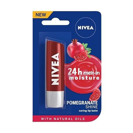 Nivea Lip Balm, Pomegranate Shine – Moisturizing Lip Care with Natural Oils, 4.8g