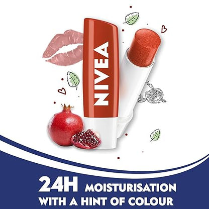 Nivea Lip Balm, Pomegranate Shine – Moisturizing Lip Care with Natural Oils, 4.8g