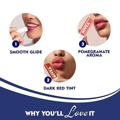 Nivea Lip Balm, Pomegranate Shine – Moisturizing Lip Care with Natural Oils, 4.8g