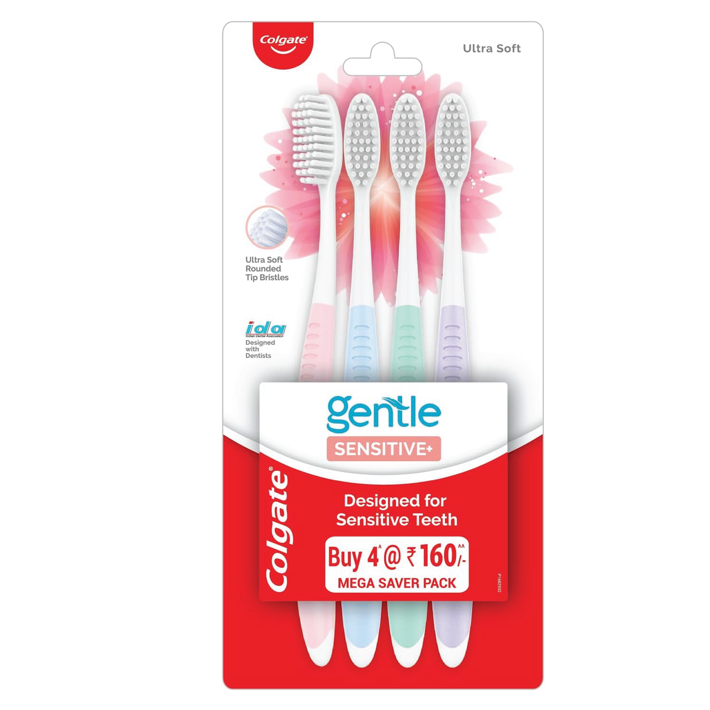 Colgate Sensitive Toothbrush, Pack of 4 - Ultra Soft Bristles & Flexible Neck for Gentle Cleaning