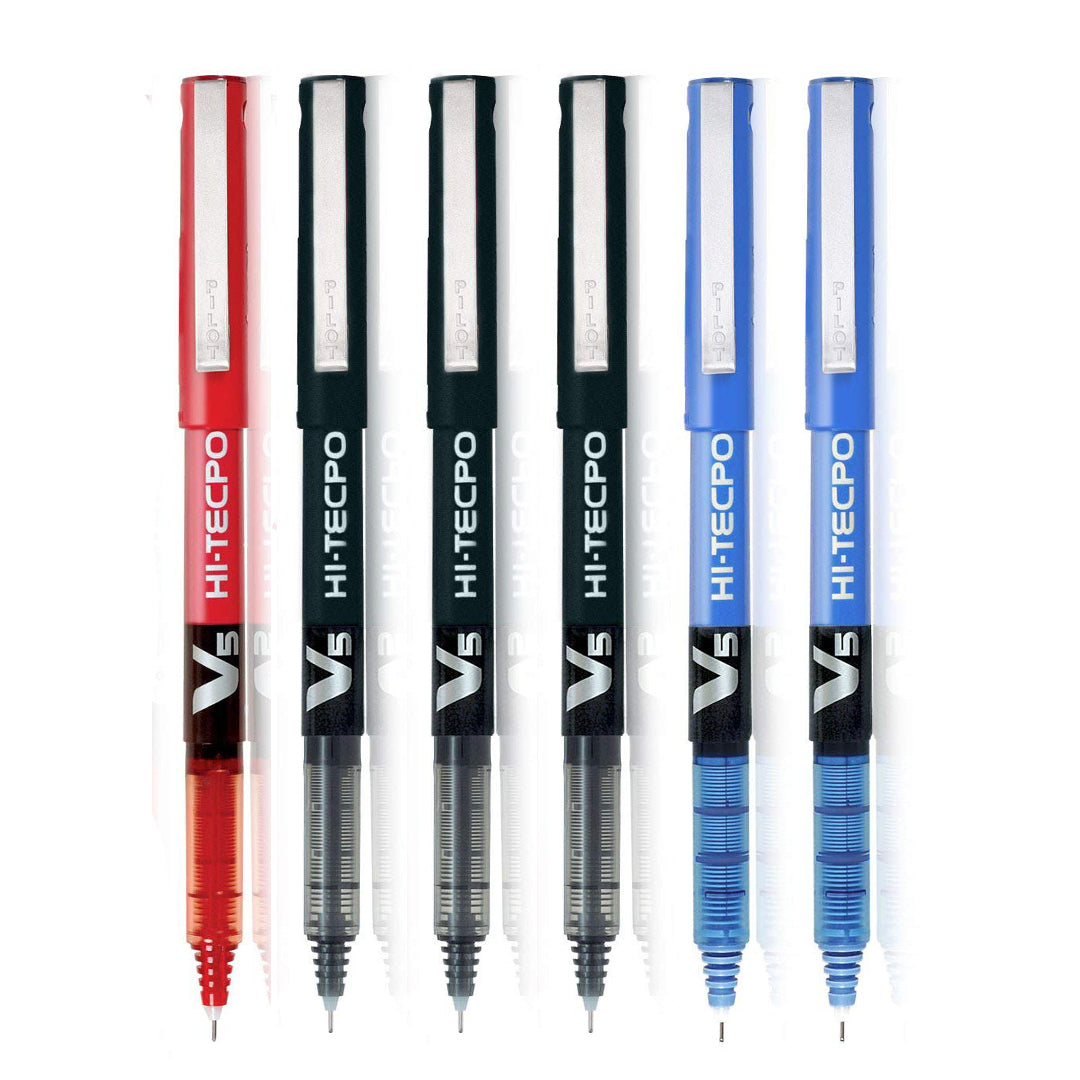 Pilot V5 Hi-Tecpoint Extra Fine Rollerball Pen 0.5mm Nib – Black, Blue, Red | Smooth Writing for Professional Use