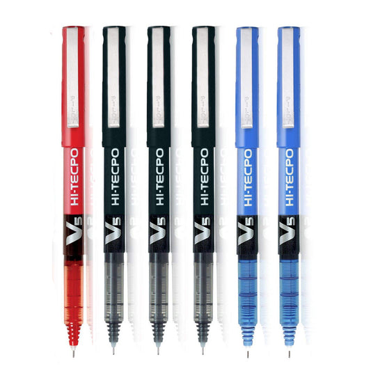 Pilot V5 Hi-Tecpoint Extra Fine Rollerball Pen 0.5mm Nib – Black, Blue, Red | Smooth Writing for Professional Use