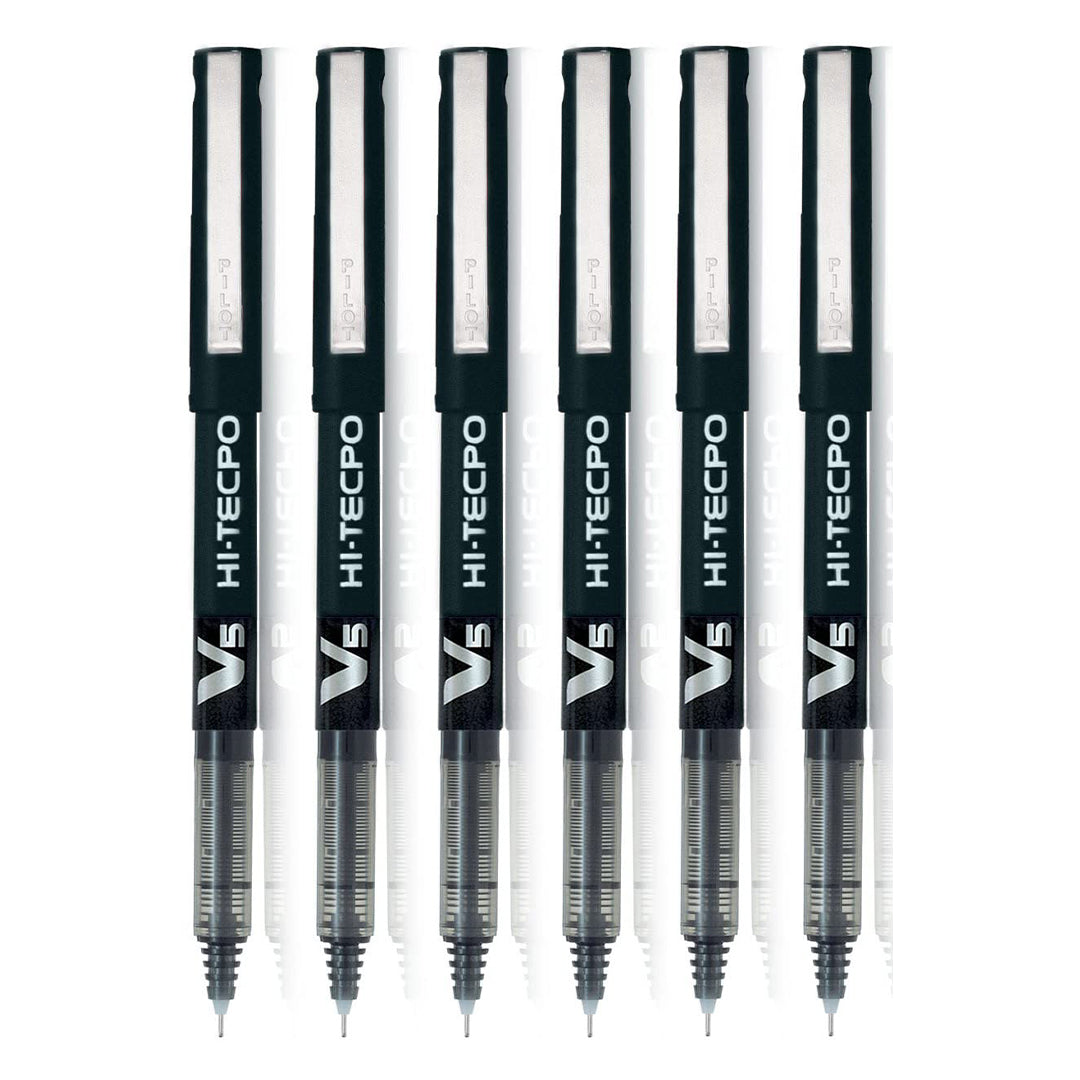 PILOT V5 Black Hi-Tecpoint Extra Fine Rollerball Pen, 0.5mm Nib, Pack of 6 (12 Count) - Smooth & Precise Writing4