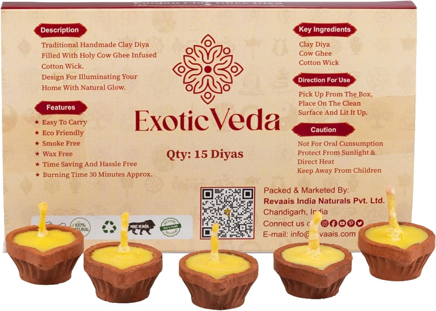 PUJAN Clay Diya Set of 15 exotic veda -revaais 