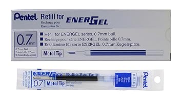 Pentel Refill Ink for BL57/BL77 EnerGel Liquid Gel Pen, 0.7mm, Metal Tip, Blue Ink, Box of 12 (LR7-C-12) – Smooth Flow & Vibrant Color