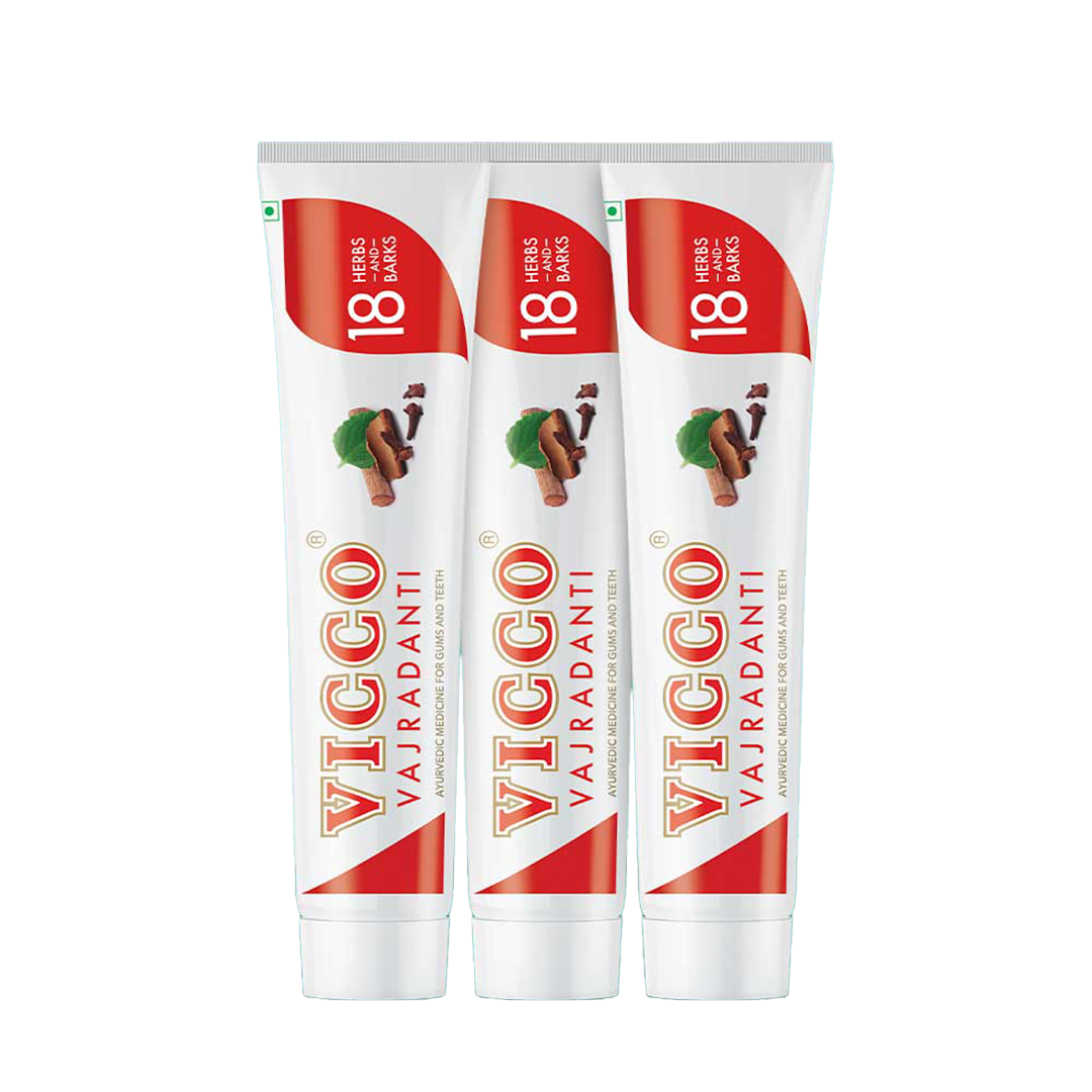 Vicco Vajradanti Toothpaste – 200g (Pack of 3) | Ayurvedic Formula for Strong Teeth & Healthy Gums