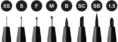 Faber-Castell Pitt Artist Pens – 8-Pack, Assorted Sizes in Black | Professional-Quality Pens for Drawing & Sketching