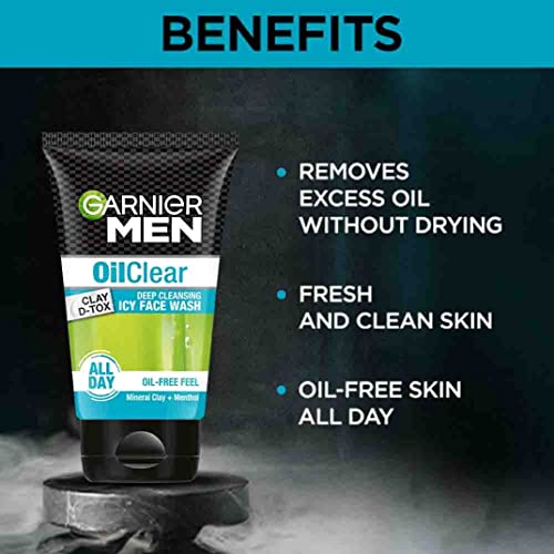 Garnier Men Oil Clear Face Wash, 100g - Deep Cleanse & Oil Control