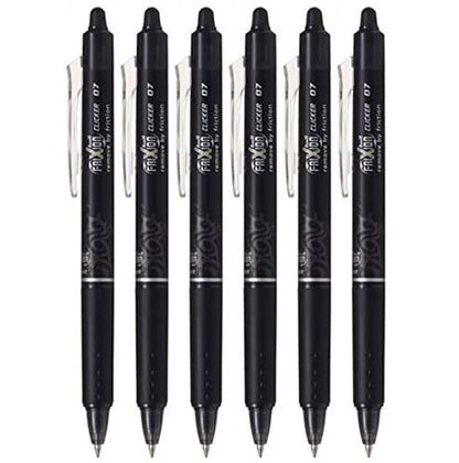 PILOT FriXion Ball Clicker Retractable Erasable Gel Pen, Fine Point, 0.7mm, Black Ink, 6 Count