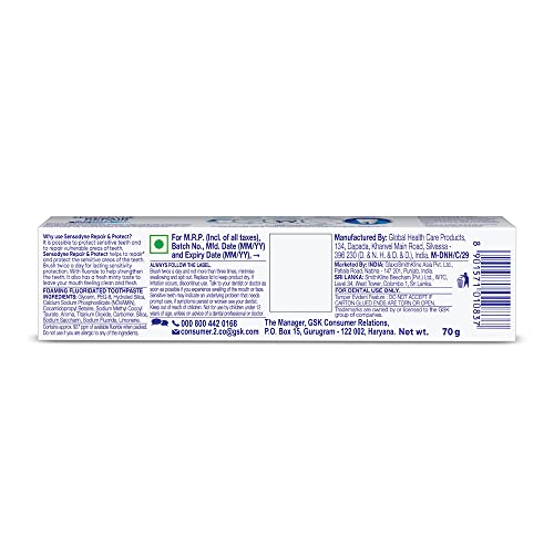 Sensodyne Toothpaste with Fluoride - 70g Tube | Mint Flavor for Sensitive Teeth – Fast Relief & Lasting Protection