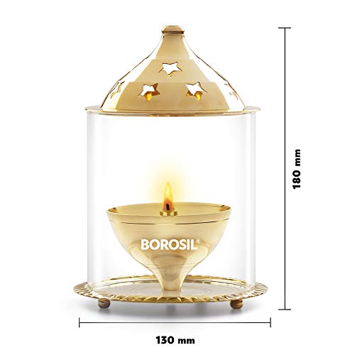 Borosil Brass Akhand Puja Diya in Large Size- Handcrafted India Tradition Brass Lamp can be Used in temple