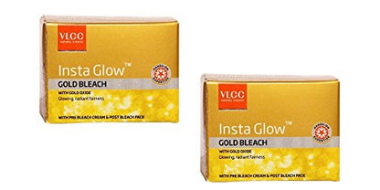 VLCC Natural Sciences Insta Glow Gold Bleach (Pack of 2) - 30g | Instant Radiance & Skin Brightening