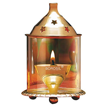 Borosil Brass Akhand Puja Diya in Large Size- Handcrafted India Tradition Brass Lamp can be Used in temple